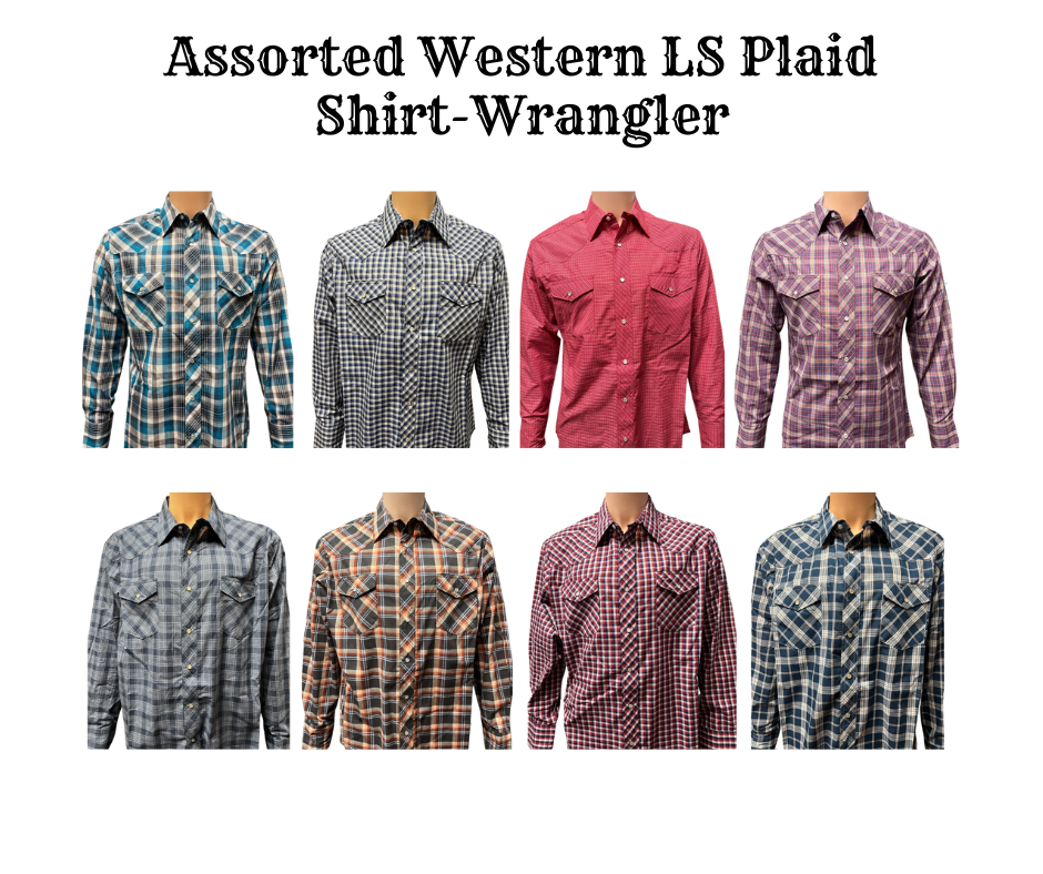 Assorted Western LS Plaid ShirtWrangler Red Bluff RoundUp Mercantile